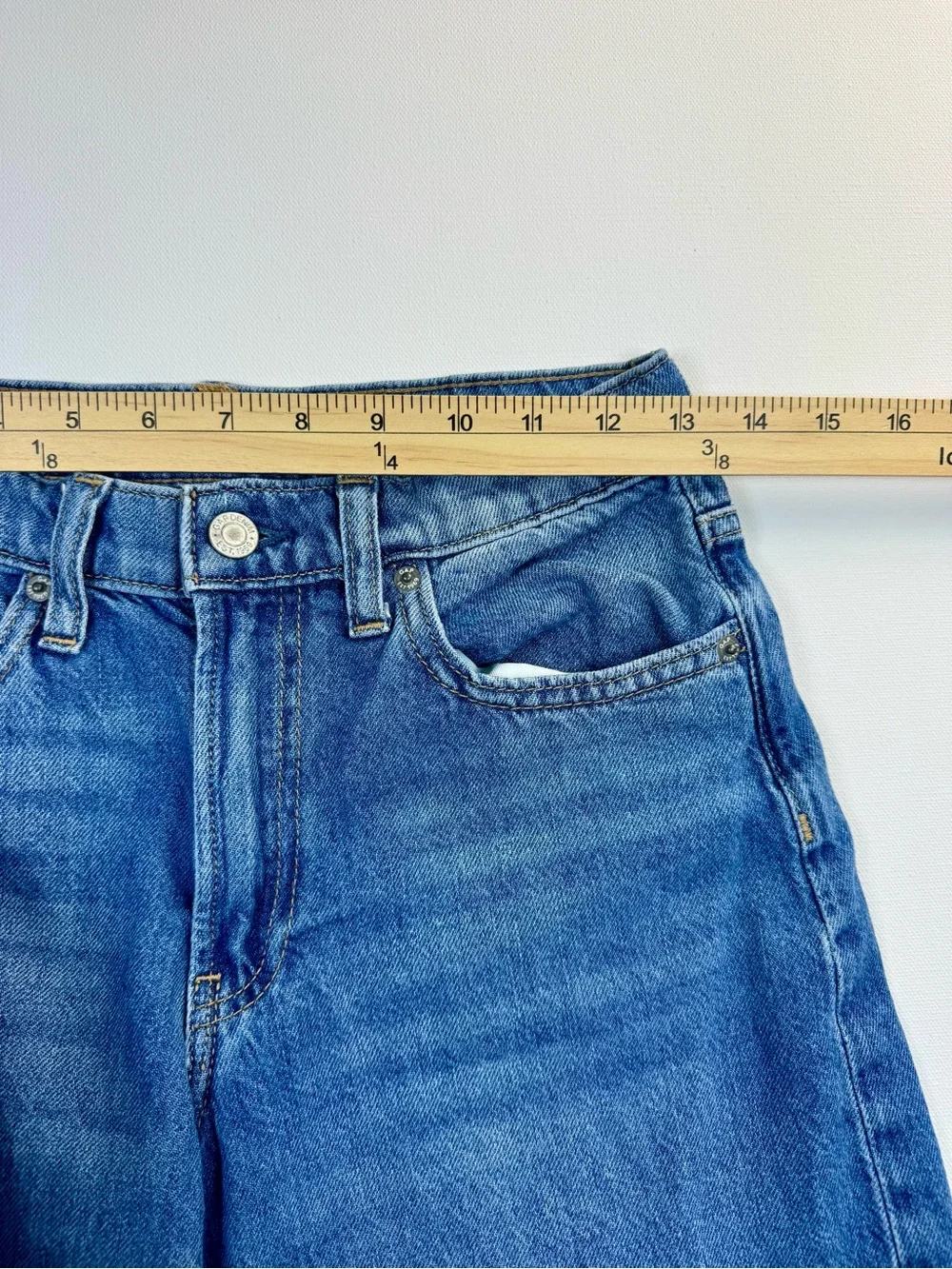 GAP KIDS Girls Baggy Wide Leg Denim Jeans Medium Wash Adjustable Size 14 Cotton